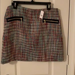 NWT  LOFT 10 -Colorful tweed blend skirt